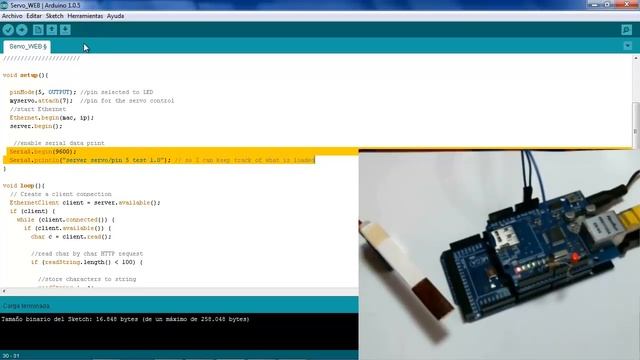 Arduino projects+ Ethernet shield + Servo Motor