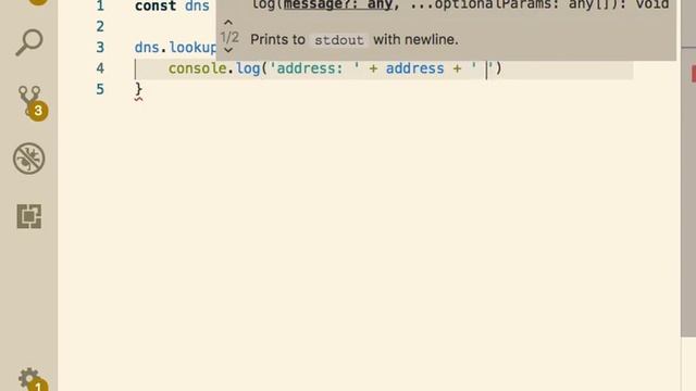nodeJS dns lookup