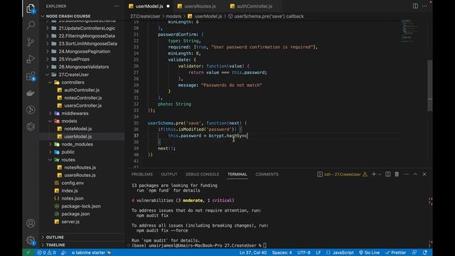 Build REST API with Node Express MongoDB - Encrypt Password Fields #30
