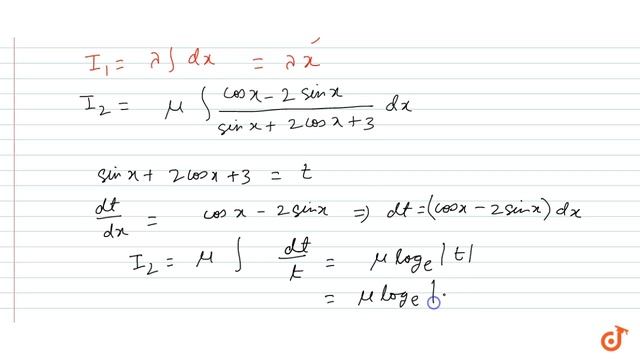 JEE MAINS 2018 Evaluate:
 `int(3cosx+2)/(sinx+2cosx+3)dx`
