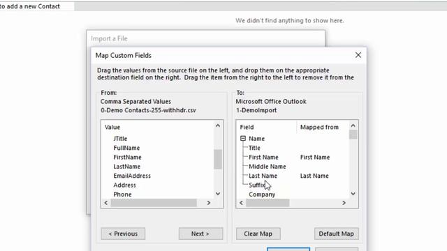 Importing a CSV file into Outlook