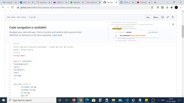 Golang REST API in memory data store map - Unit Test issue