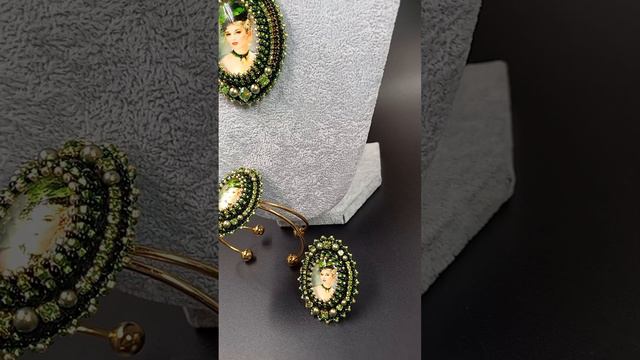 Комплект "Таинственная Незнакомка". Кулон, серьги, кольцо и браслет. Сделан для Ирины из Пскова.