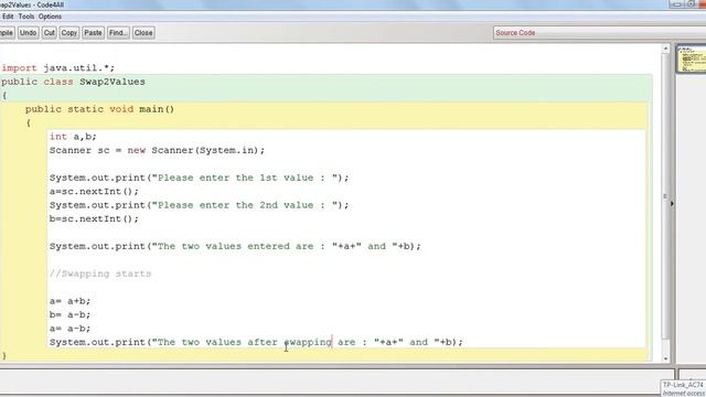 Swap 2 Variables Without Using A 3rd Variable In BlueJ
