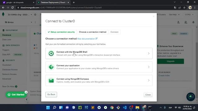 Conexion de Mongo Atlas usando el cmd de Windows