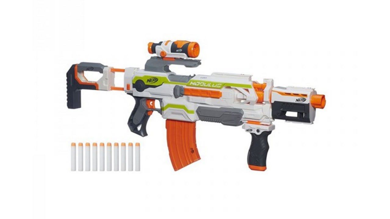 Видео обзор Бластера НЁРФ Модулус - Nerf N-Strike Modulus ECS-10, стрельба по кубикам