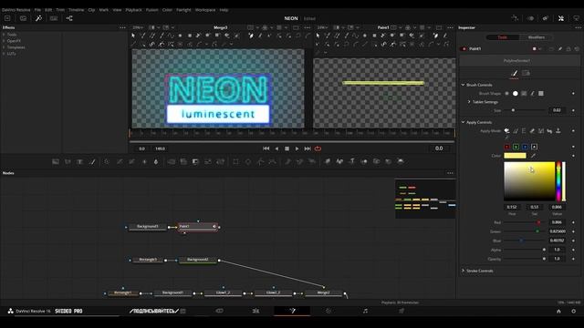 Неоновый текст в Davinci Resolve  | Делаем повторяющуюся анимацию без копирования | Fusion |