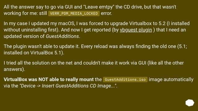 VBox Guest Additions ISO cant be mounted because of VERR_PDM_MEDIA_LOCKED