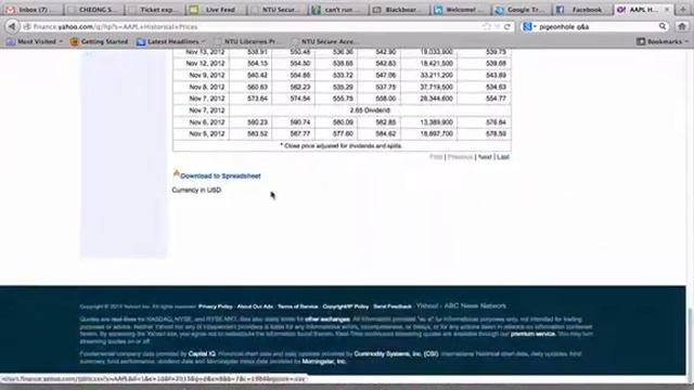 PH4410 Downloading Historical Prices From Yahoo! Finance