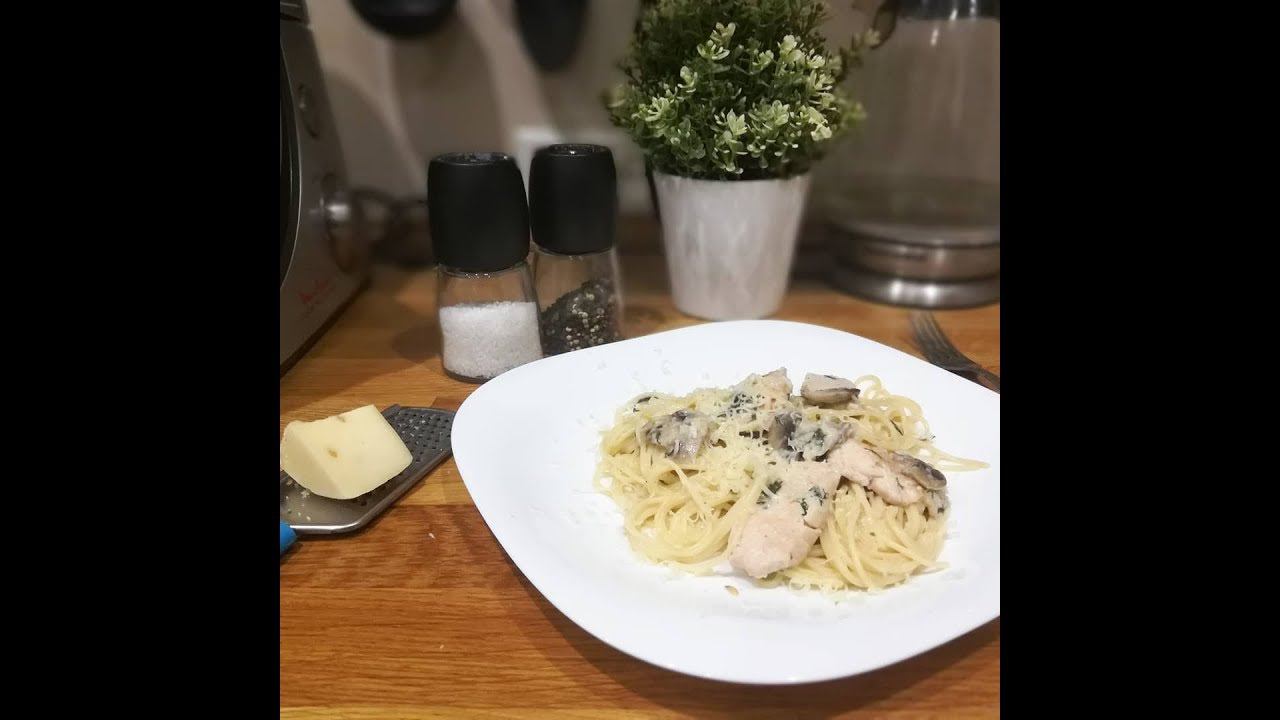 Паста с курицей и грибами// pasta with chicken and mushrooms