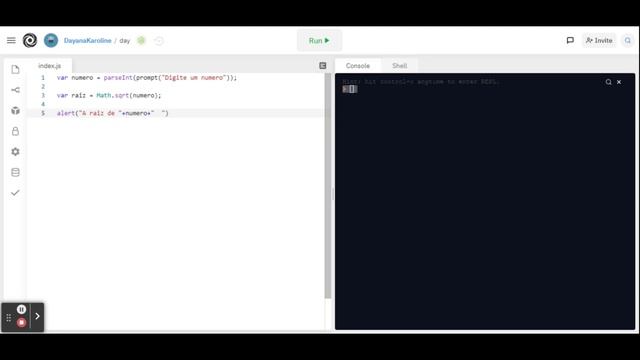 Como calcular a raiz quadrada em javascript | Repl.it