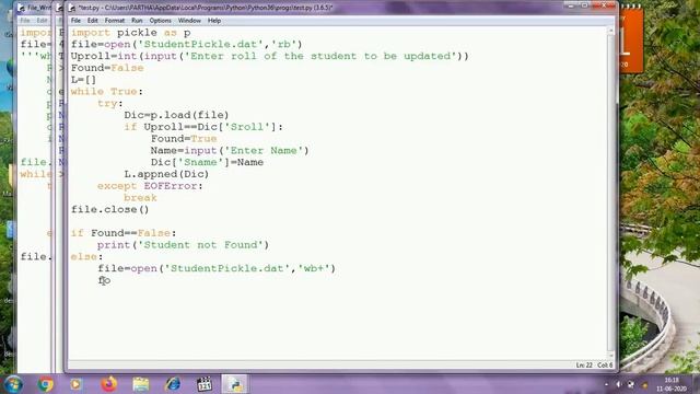 File Handling in Python: Day 10 Update and Delete using Pickle Module