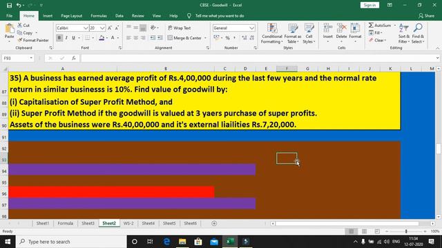 CBSE - Accountancy - Calculation of Goodwill in Capitalisation Method Exercise No - 30 to 37.