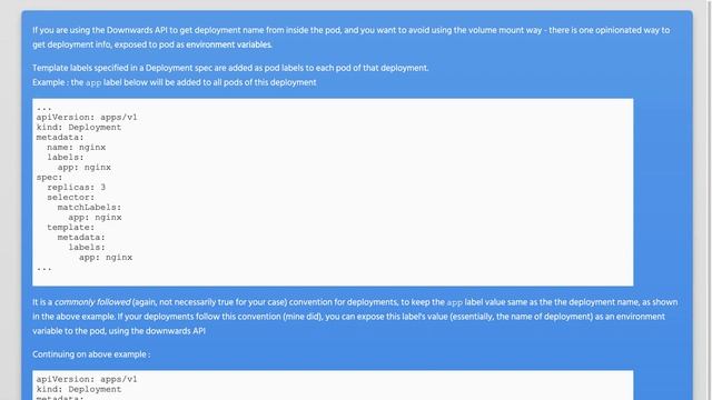 Kubernetes deployment name from within a pod?