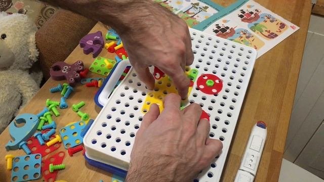 ЭКСКАВАТОР. Детский конструктор-мозаика Creative Magic. Детский шуруповёрт.