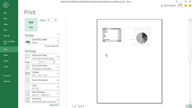 Excel 2013 PivotTables & Charts for Descriptive Statistics From Raw Data Sets (5 Examples) Math 146