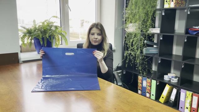 Синие пакеты с вырубной ручкой 50x60 см - купить в розницу с доставкой по всей России