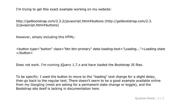 jQuery : jQuery / Twitter Bootstrap data-loading-text button with delay