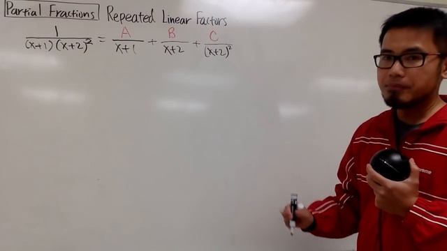 This is how we partial fraction, repeated linear factors, "build up the power"