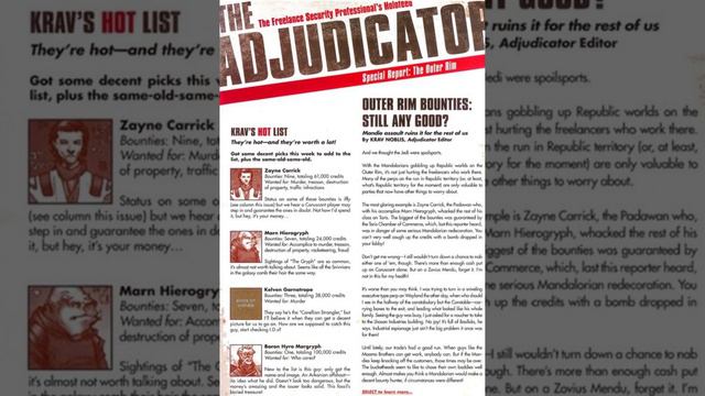 Knights of the Old Republic: The Adjudicator Special Report - The Outer Rim