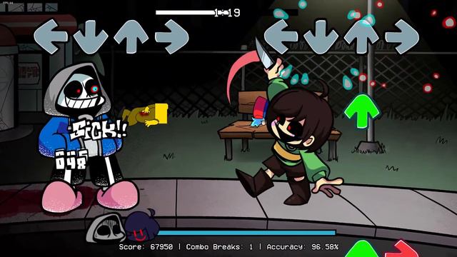 Friday Night Funkin' - "Left Unchecked" but it's Sans vs Chara - Lullaby Mod