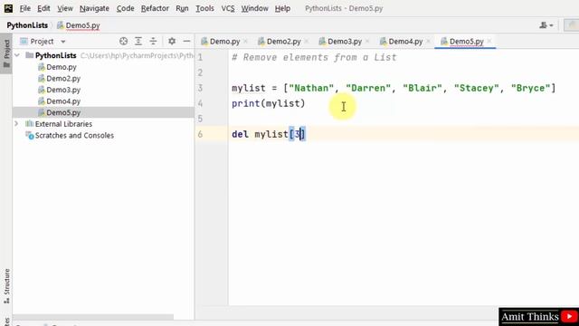 Remove an element from a List in Python | del keyword