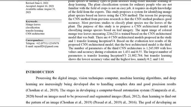 CNN ARCHITECTURE FOR CLASSIFYING TYPES OF MANGO BASED ON LEAF IMAGES|nayavadaacademic.com|kaggle.co
