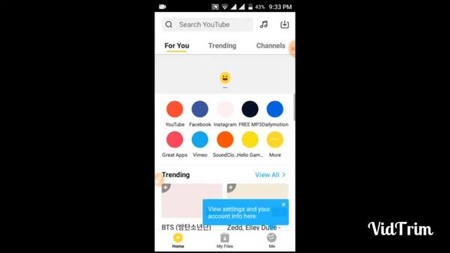 Audio and videos Download to any social site and apps.