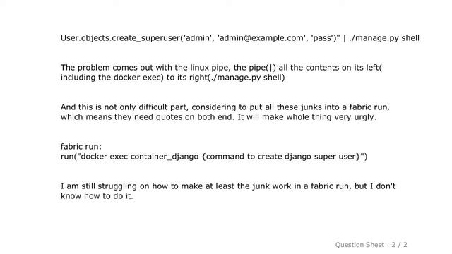 Django : Create django super user in a docker container without inputting password