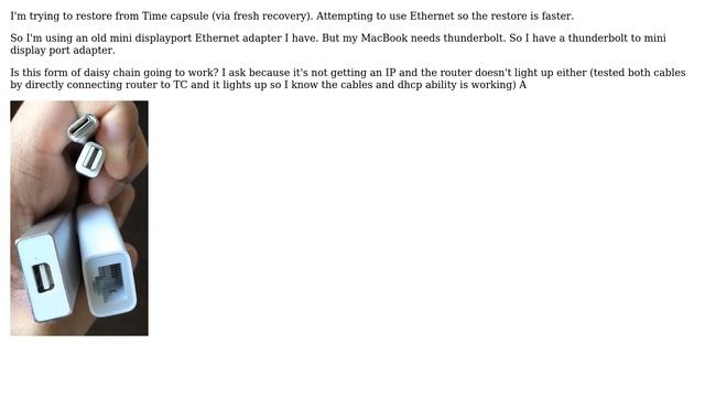 Apple: Will ethernet work off of Thunderbolt/mDisplayPort/Ethernet adapter? (2 Solutions!!)