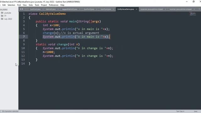 argument passing techniques in java | call by value | call by address