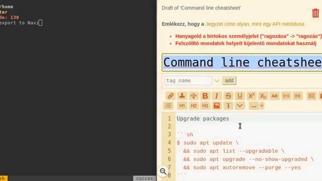 Navi cheatsheet TiddlyWiki plugin