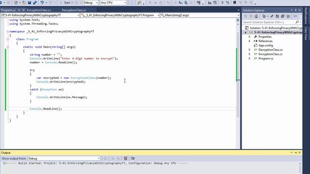 5-41 C# Enforcing Privacy with Cryptography (OOP, Classes, Objects, Substrings)