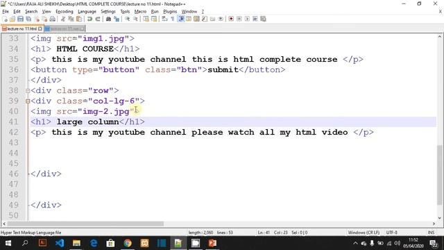 how to create complete bootstrap file through container and jumbotron lecture no 11 part 2