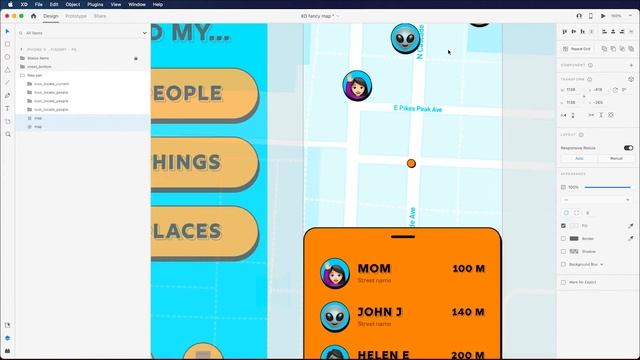 Design a location app using the Fancy Maps Plugin for Adobe XD