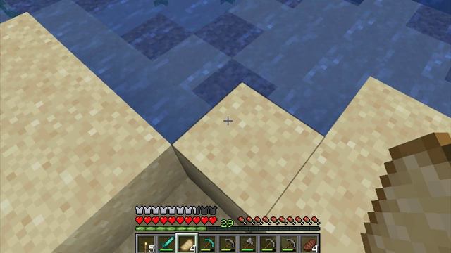Chopping down trees and digging sand in minecraft survival 16