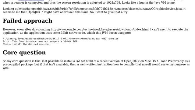 Apple: Install 32bit Java 7 OpenJDK
