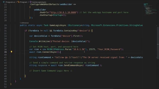 URLium 1.2.0 C# .Net 6 (Core) ASP RCON Server Example