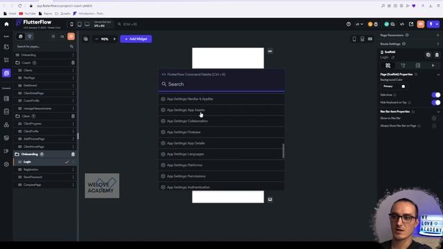Command Palette и горячие клавиши FlutterFlow