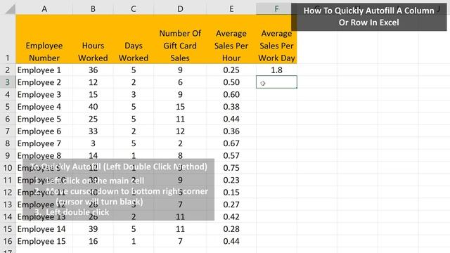 How To Quickly Autofill A Column Or Row By Left Double Clicking In Excel Explained