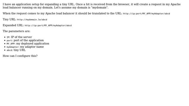 Expand a tiny URL to a full URL with redirection in Apache