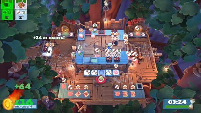 Overcooked 2. Campfire Cook Off 2-1 | 2 players online coop 4 stars | Score: 1872