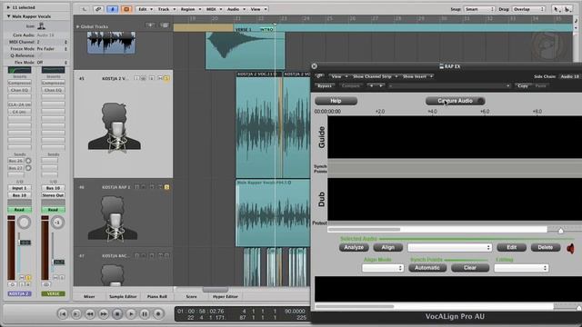 УРОК:  Как быстро синхронизировать вокал с помощью Vocalign в Logic Pro 9