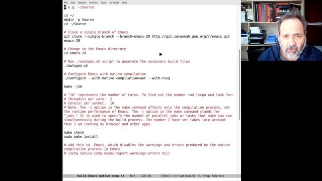 Script to build and install Emacs 29 with Native Compilation (with aot) on Linux