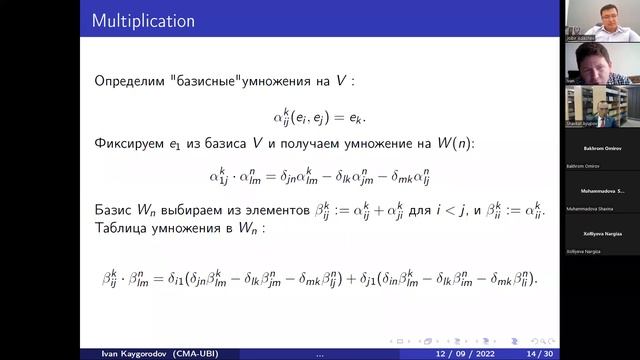 2022 йил 12 сентябр кунги соат 14:00 да "Оператор алгебралари ва унинг татбиқлари" номли семинар
