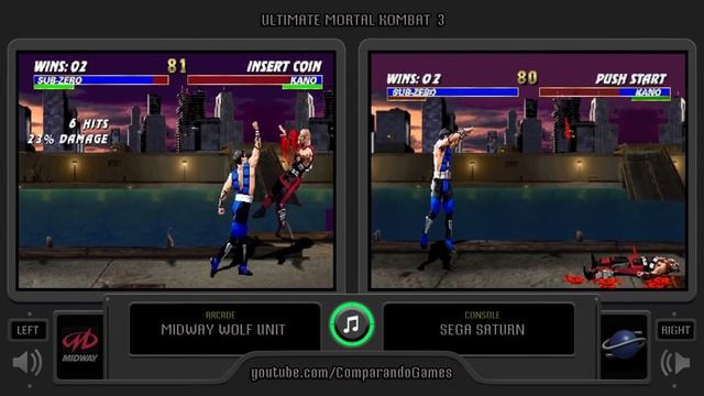 Ultimate Mortal Kombat 3 (Arcade vs Sega Saturn) Side by Side Comparison | Vc Decide