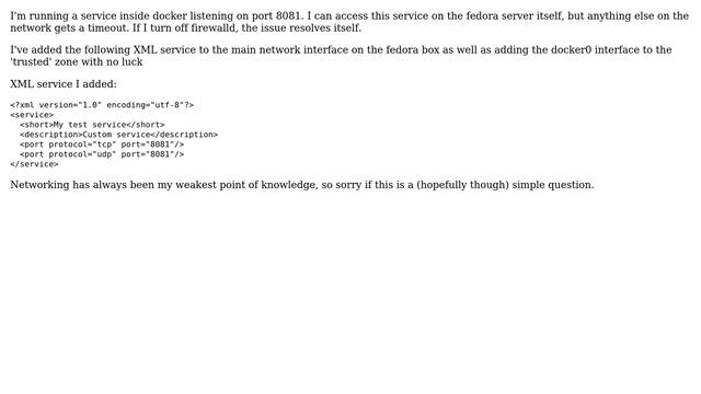 Fedora firewalld issues with docker
