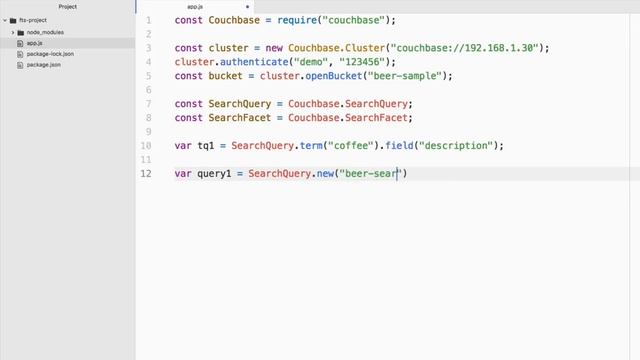 FTS with Facets in Couchbase NoSQL with Node.js