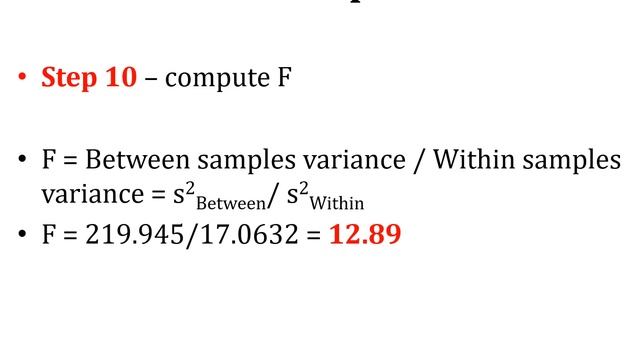 Exercise One-Way ANOVA Calculation; One-Way ANOVA on MS Excel