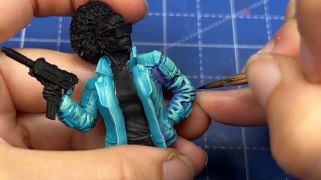 Miniature CYBERPUNK: dipingere il tessuto cangiante